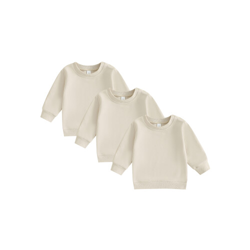 (18-24 Months, Ivory) 3 τεμάχια φούτερ μακριά μανίκια.