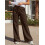 (L, Brown) Γυναικεία Casual Παντελόνια με Ελαστική Μέση και Τσέπες, Ριχτό Streetwear 3
