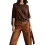 (XL, Dark Brown) Γυναικείο Πουλόβερ Πόντσο Πλεκτό Μπλουζάκι 1