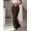 (S, Brown) Γυναικεία Casual Παντελόνια με Ελαστική Μέση και Τσέπες, Ριχτό Streetwear 5
