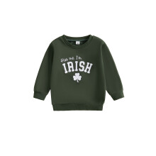 (5-6 Years, Green) Kids Sweatshirt, Long Sleeve Crew Neck Letters Shamrock Hoodie Pullover Irish Holiday Clothes for Boys Girls