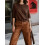 (XL, Dark Brown) Γυναικείο Πουλόβερ Πόντσο Πλεκτό Μπλουζάκι 7