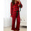 (M, Red Plaid) Σετ Χριστουγεννιάτικες πιτζάμες μακριά μανίκια. 5