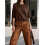 (XL, Dark Brown) Γυναικείο Πουλόβερ Πόντσο Πλεκτό Μπλουζάκι 4