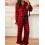 (M, Red Plaid) Σετ Χριστουγεννιάτικες πιτζάμες μακριά μανίκια. 6