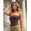 (L, Dark Brown) Γυναικεία αμάνικα τοπ και κόκαλα 4