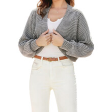 (M, Light Grey) Gilet cardigan léger à manches longues et ouverture sur le devant pour femme, idéal pour le bureau et le quotidien.