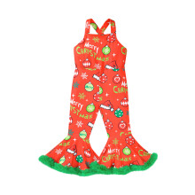 (5-6 Years, Red) Lapset Tyttöjen Haalarit Joulu Print Hihaton Leveälahkeiset Jumpsuit Henkselit Housut Taaperoille