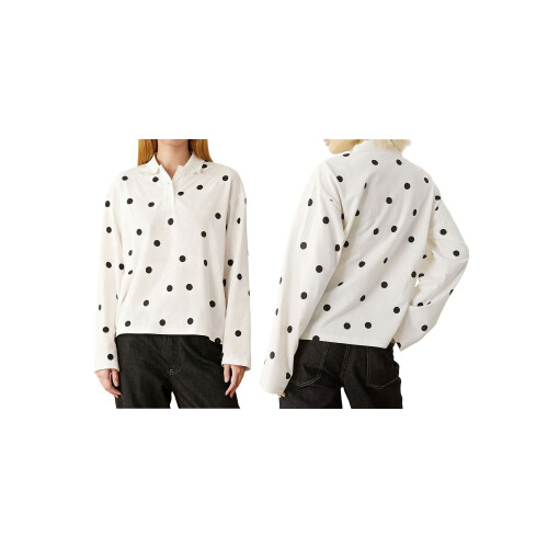 (S, White) Γυναικείο μπλουζάκι μακρύ γιακάς, streetwear 1