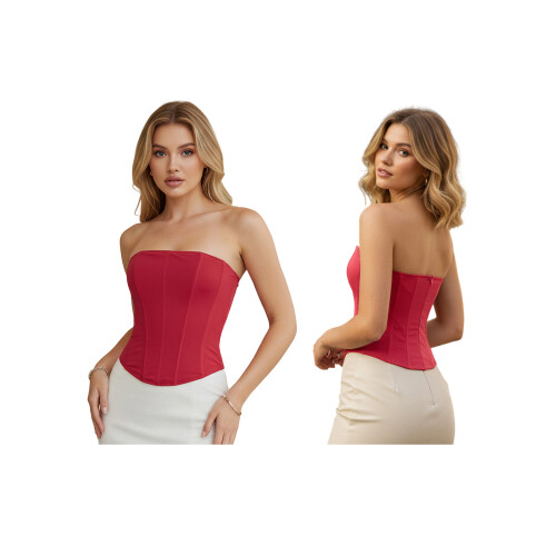 (L, Red) Γυναικεία αμάνικα τοπ και κόκαλα 1