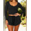 (XL, Black) Γυναικείο σετ πιτζάμας, μονόχρωμο, σορτς 6