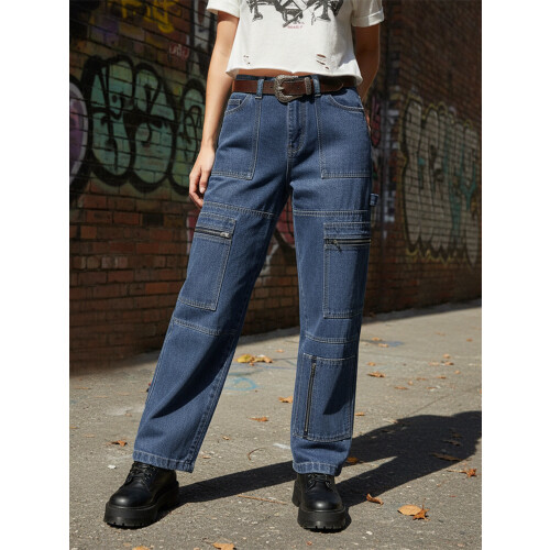 (M, Blue) Γυναικείο cargo τζιν για streetwear 2