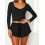 (L, Black) Γυναικείο σετ πιτζάμας, μονόχρωμο, σορτς 5