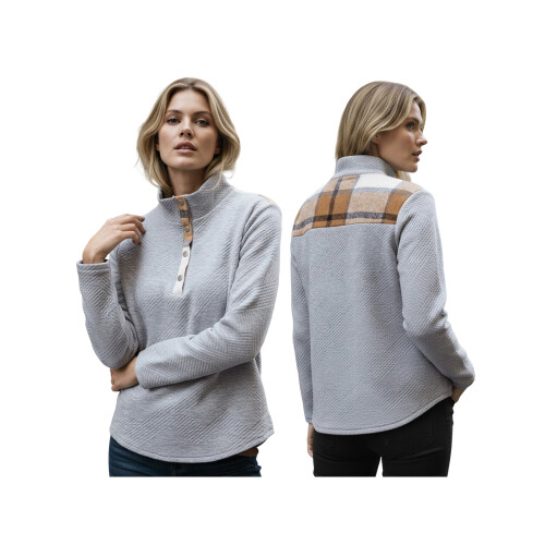 (L, Light Grey) Γυναικείο Φούτερ Μακρυμάνικο, Ριχτό Πουλόβερ 1