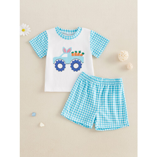 (18-24 Months, White) Σετ Πασχαλινών Σορτς και Αυτοκίνητο 1