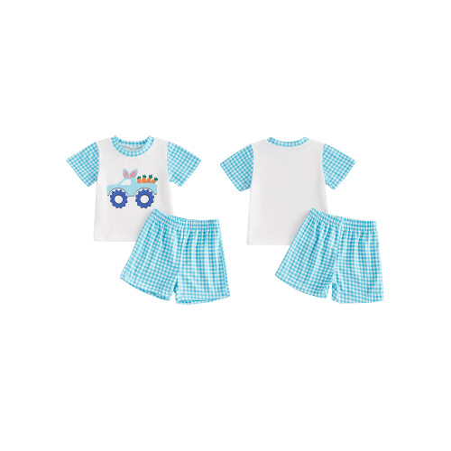 (9-12 Months, White) Σετ Πασχαλινών Σορτς και Αυτοκίνητο 1