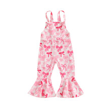 (6-12 Months, Pink) Kleinkind-Mädchen-Strampler mit Schleifenmuster, ärmellos, Latzhose, Kinder-Valentinstagskleidung