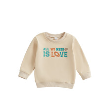 (3-4 Years, Khaki) Felpa autunnale per bambini, manica lunga, girocollo, con stampa rugby e lettere.