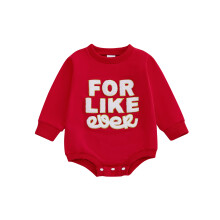 (12-18 Months, Red) Tutina per neonati e bambine, maniche lunghe, scollo rotondo, ricamo con lettere, tutina per San Valentino