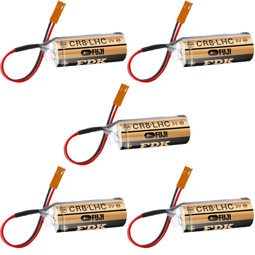 5 Pcs Cr8.lhc 3V 2600Mah Lithium Plc Battery For Fuji Fdk Toto With Plug, Capacity Brown 9169991209869
