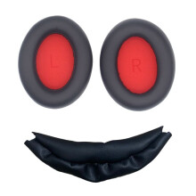 Ear Pads for 1MORE SonoFlow Headphones Earmuff Replacement Soft Sponge Foam Cushions Black & Red