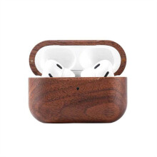 For AirPods Pro2 Wooden Case Retro Solid Wood Cover with Pre-Installed Lanyard Hole Anti-Slip Protective Earphone Case