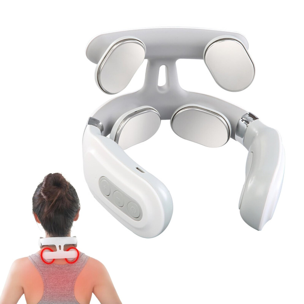 Neck Massager with Heat for Deep Tissue Relief, Adjustable Modes and Muscle Activation, White