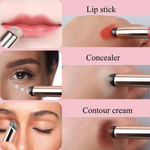 Silicone Makeup Brush 2 Pack Pink with  Elastic Tip for Flawless Foundation Concealer Eyeshadow 1
