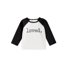 (5-6 Years, White) Maglietta per bambini con stampa a lettere a contrasto, maniche raglan lunghe, ideale per l'autunno.