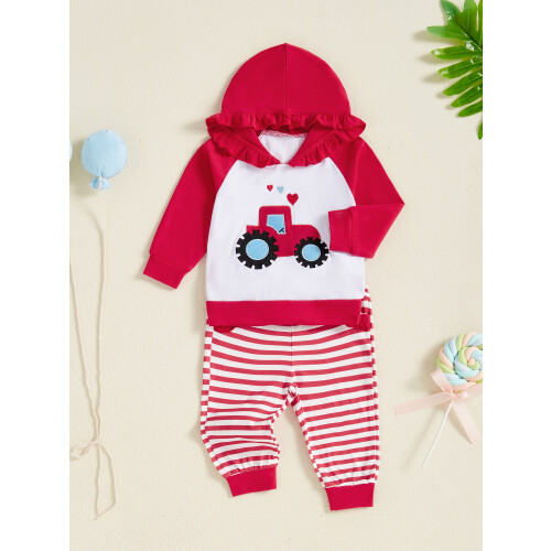 (6-12 Months, Red) Σέτ ρούχων για ριγέ παντελόνι 2