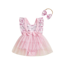 (0-3 Months, Pink) Újszülött lány jelmez, légykapucnis, masnis, tüll, patchwork, kombi, masnival, hajpánttal, nyári ruhák