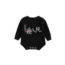 (0-3 Months, Black) Vauvan tyttöjen villapaita Romper, Pitkähihainen Neulottu Jumpsuit, Muotivaatteet Vastasyntyneille