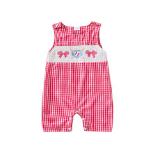 (3-6 Months, Pink) Baby-Sommer-Strampler, ärmellos, Rundhalsausschnitt, kariert, bestickt, für Jungen und Mädchen