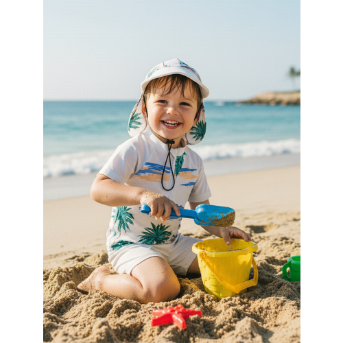 (3-4 Years, White) Σετ μαγιό για με σκουφάκι 2
