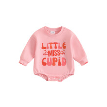 (9-12 Months, Pink) Tutina da bambina a maniche lunghe con scollo rotondo e stampa di lettere, ideale per tutti i giorni.
