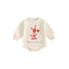(6-9 Months, Sky Blue) Tutina per bambina per San Valentino, maniche lunghe, scollo a O, stampa cuore, volpe/cuore, tutina