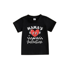 (4-5 Years, Black) T-shirts pour bébés, parfaits pour la Saint-Valentin ! Manches courtes, col rond, imprimé lettres.