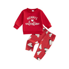 (2-3 Years, Red) Babybroekenset, sweatshirt met Valentijnsdag outfit