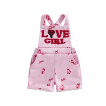 (12-18 Months, Pink) Taaperotyttöjen haalarit, shortsit, leppäkerttukuvio, kirjonta, hihaton, neliönmuotoinen kaula-aukkoinen body