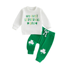 (6-12 Months, White) Lenteoutfit peuterjongens: sweatshirt (2-delige set)