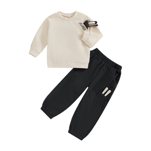 (3-4 Years, Dark Grey) Σετ 2 τμχ παντελόνι λαγουδάκι