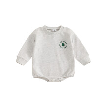 (3-6 Months, Gray) Tutina neonato felpa "Irish Day" con trifoglio, maniche lunghe, ideale per l'autunno.