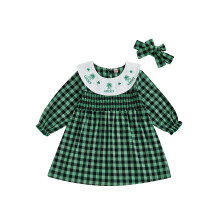 (3-4 Years, Green) Kislány kockás ruha, db-os szett