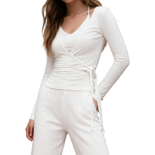 (L, White) Top da donna stile streetwear.