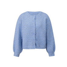 (S, Blue) Gilet cardigan d'automne pour femme, manches longues, col rond, boutonné, en maille texturée