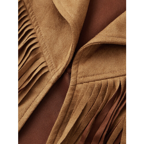 (XL, Brown) Γυναικείο Αμάνικο Γιλέκο με Φούντες, Μονόχρωμο, Άνετο Δρόμο 2
