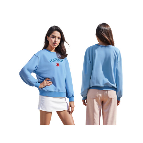 (L, Blue) Damen-Herbstpullover, locker geschnitten, lässiges Sweatshirt 1