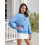 (S, Blue) Damen-Herbstpullover, locker geschnitten, lässiges Sweatshirt 2