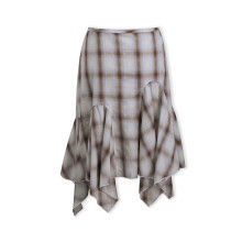 (L, Multicolor) Jupe midi à carreaux pour femme, élégante et décontractée, parfaite pour l'été.