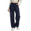 (XL, Dark Blue) Γυναικείο ριγέ παντελόνι άνετο casual. 1
